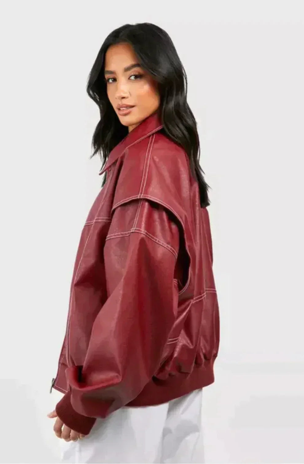 Faye™ | Oversized Vegan Leather Jacket