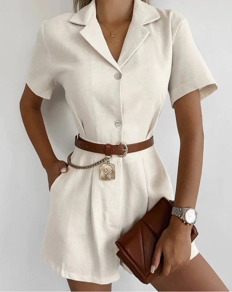 Amelia – Khaki Linen-Cotton Women's Summer Jumpsuit