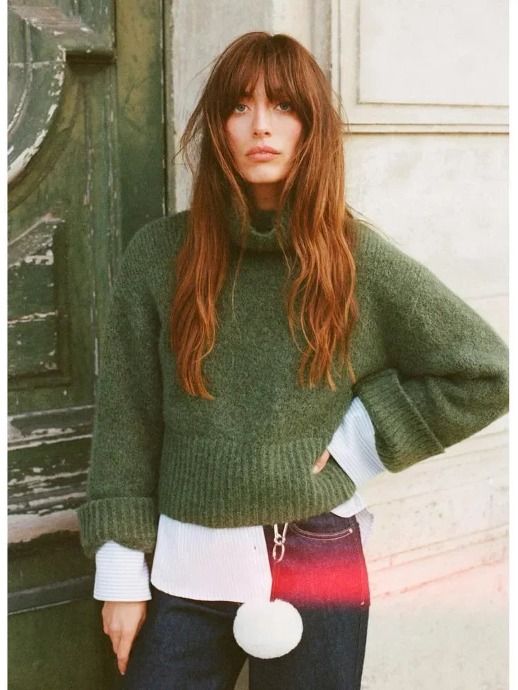 Nivelle | Knitted Turtleneck with Wide Sleeves &amp; Cropped Fit