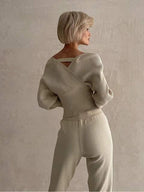 Victoria - Knitted Asymmetric Top with Matching Pants