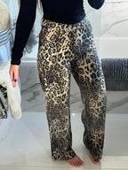 Jeans mit Rauten-Leopardenmuster 