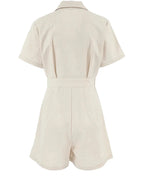 Amelia – Khaki Linen-Cotton Women's Summer Jumpsuit