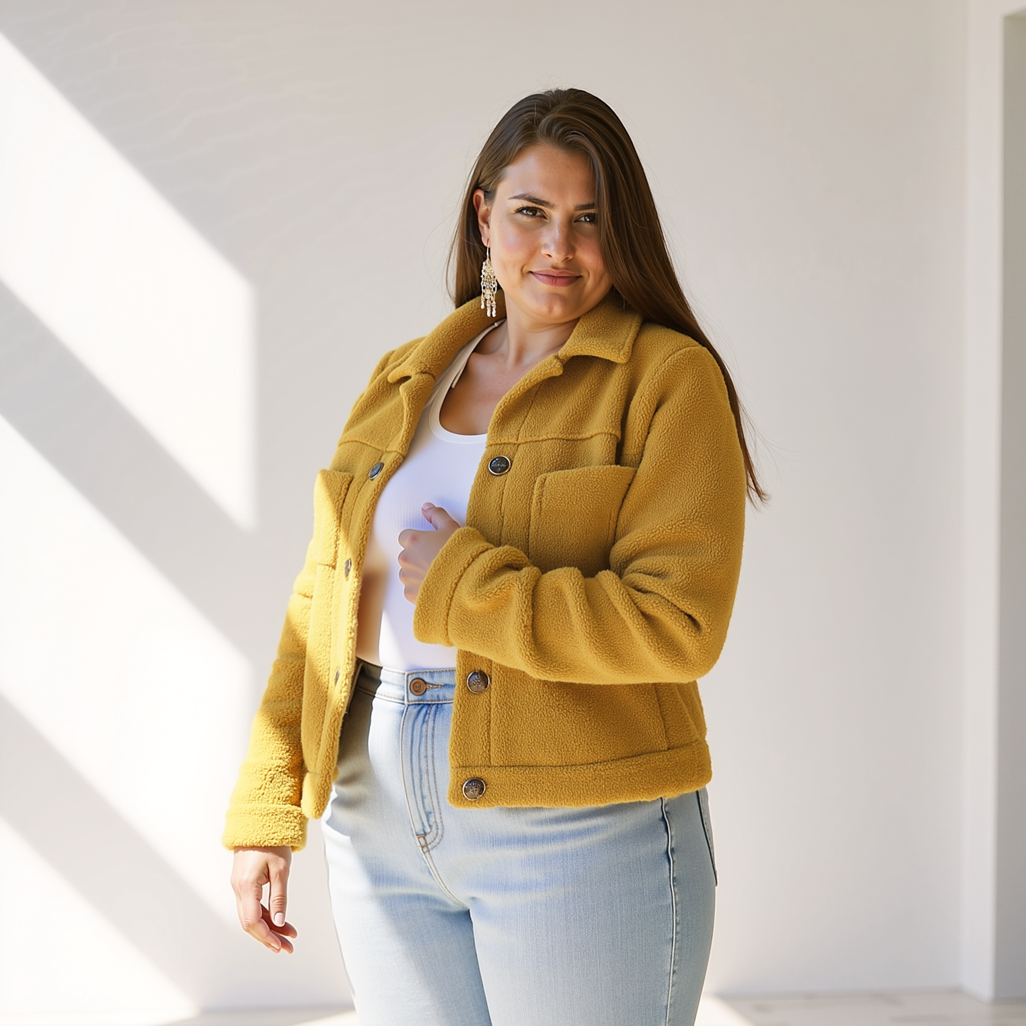 Selina Morel | Luxuriöser Fleece-Herbstmantel mit Reverskragen 