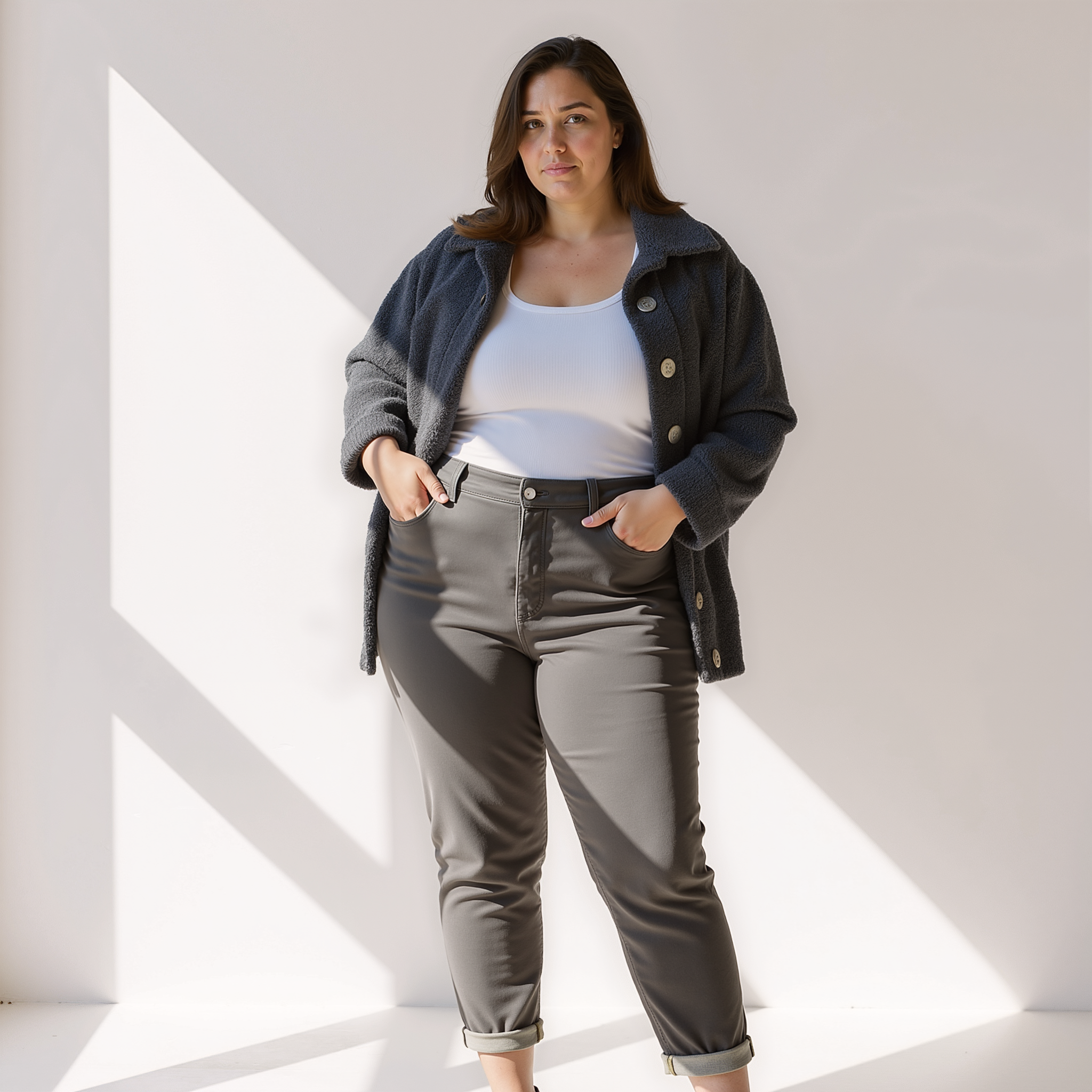 Selina Morel | Luxuriöser Fleece-Herbstmantel mit Reverskragen 