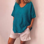Gelai – Atmungsaktives Baumwoll-Leinen Damen Sommer T-Shirt