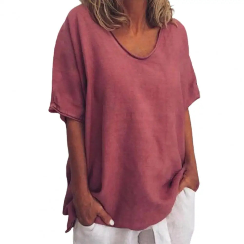Gelai – Atmungsaktives Baumwoll-Leinen Damen Sommer T-Shirt