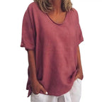 Gelai – Atmungsaktives Baumwoll-Leinen Damen Sommer T-Shirt
