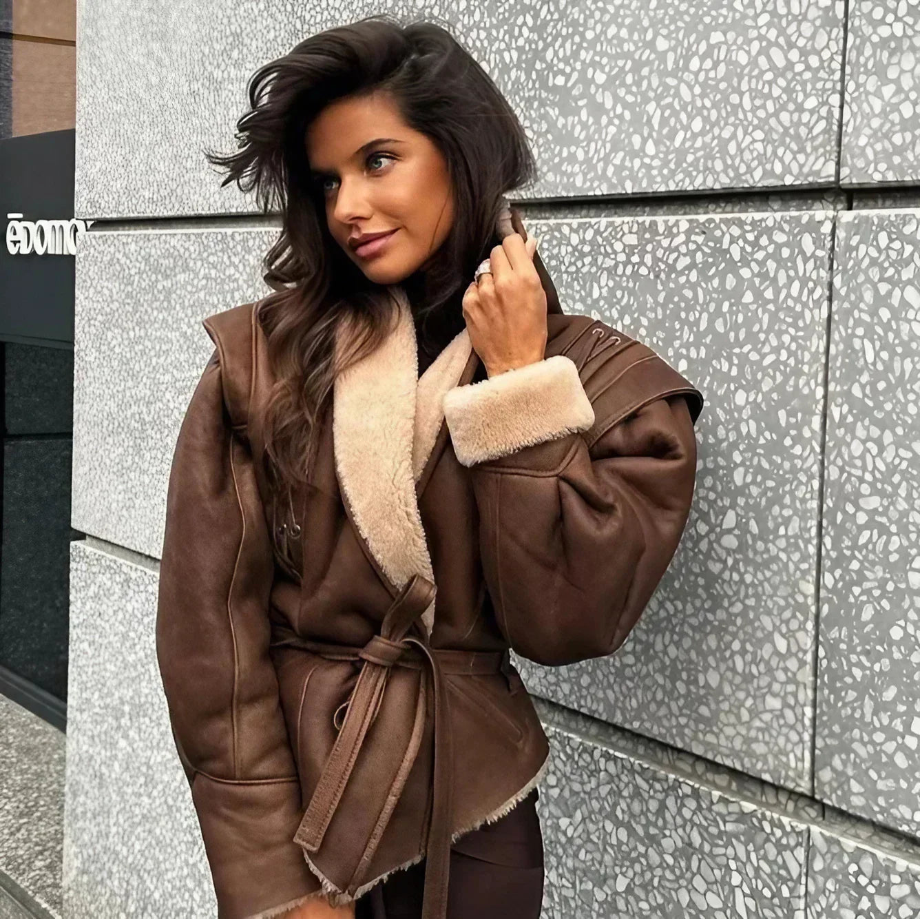 Serenya | Vegan Shearling Jas voor Dames met Tailleceintuur
