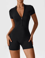 Seyonce™ | Short Sleeve Zipper Romper