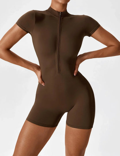 Seyonce™ | Short Sleeve Zipper Romper