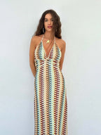 Miamora™ - Colorful Knitted Dress with Open Back