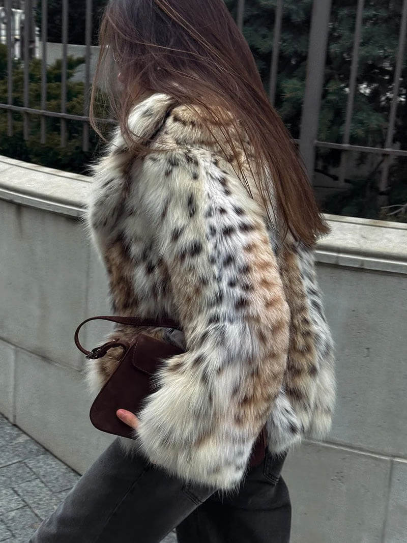 Addison - Leopard Print Fur Coat for Women