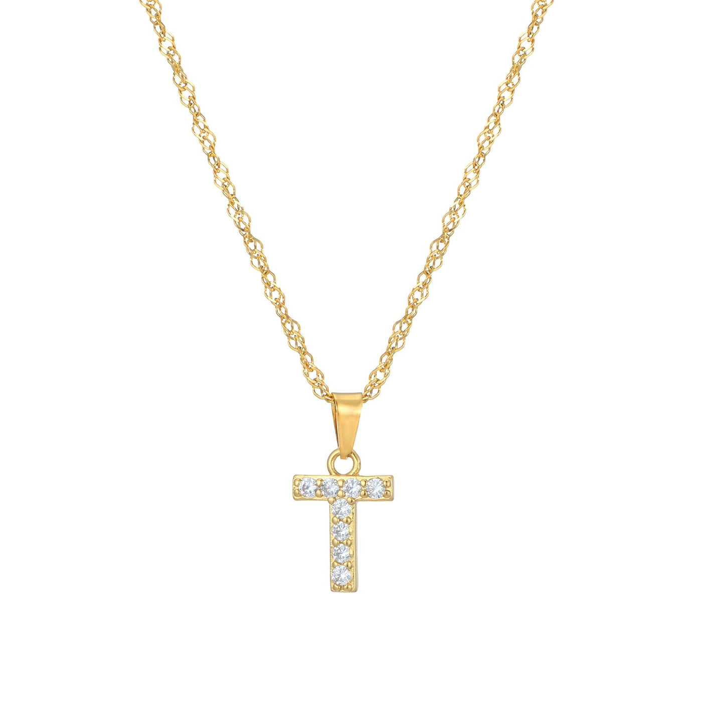 Letter Necklace with Zirconia