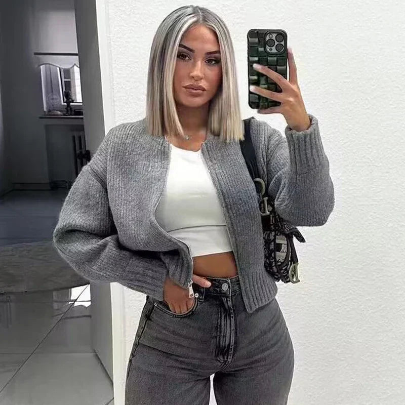 Belia™ | Gestrickte Bomberjacke Herbst