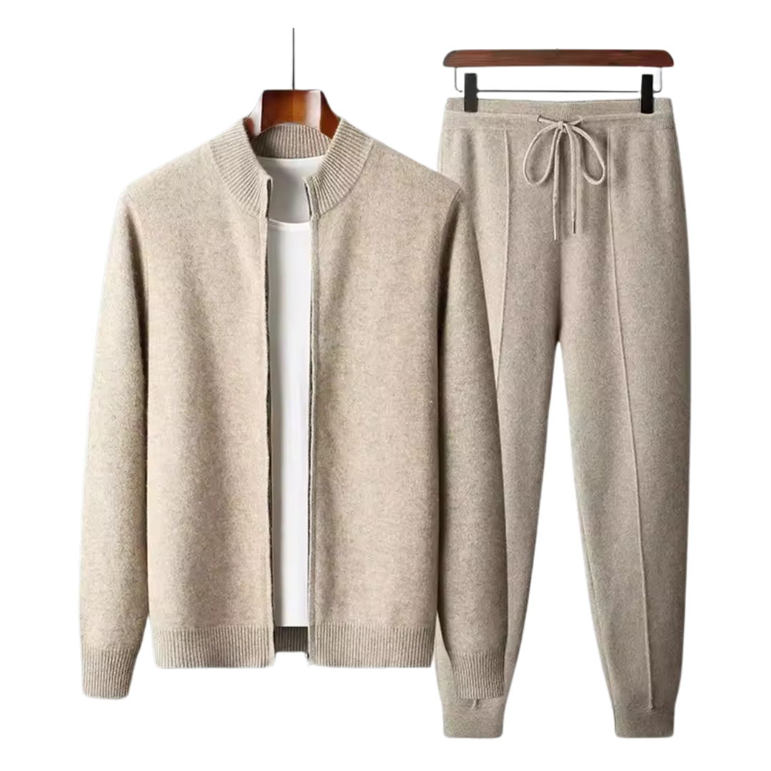 Mauro | Wool Loungewear Set | Soft Knitted Cardigan &amp; Joggers with Thermoregulation