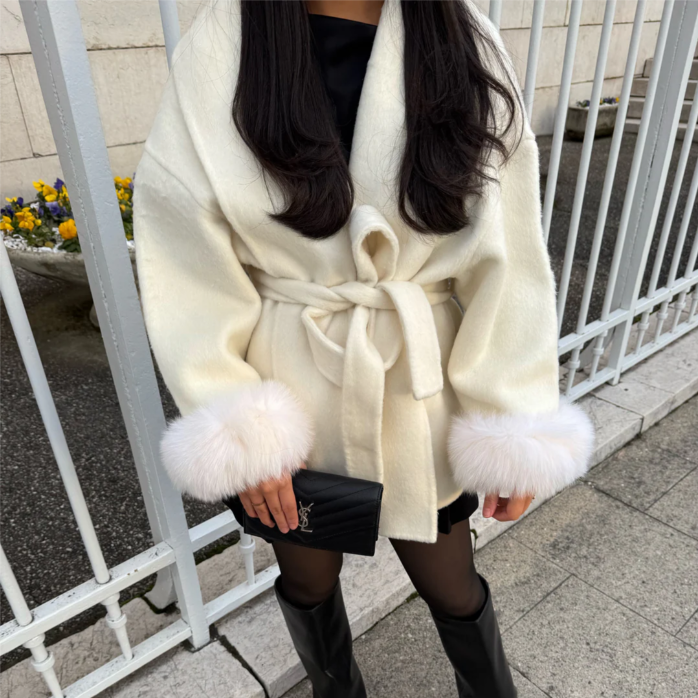 Nada | Wollen jas met bont