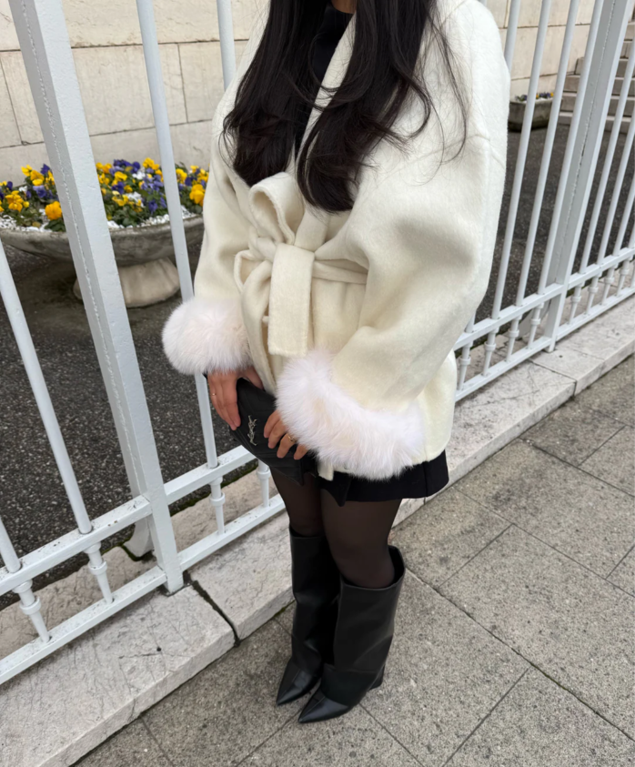 Nada | Wollen jas met bont