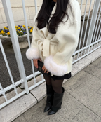 Nada | Wollen jas met bont