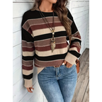 Cora | Warmer gestreifter Damen Rundhalspullover
