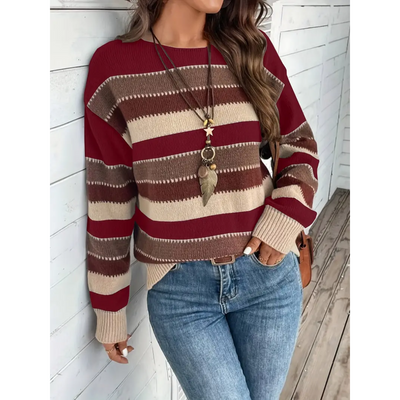 Cora | Warm Striped Women's Sweater with Round Neck