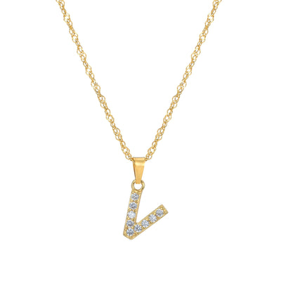 Letter Necklace with Zirconia