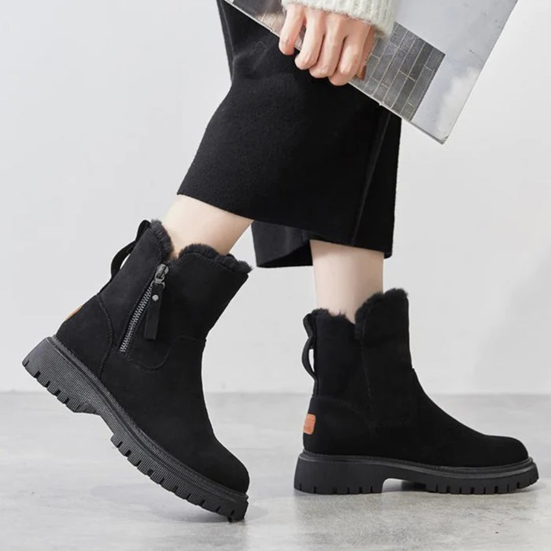 Damen Stiefeletten mit Reißverschluss und Blockabsatz