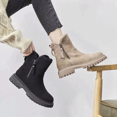 Damen Stiefeletten mit Reißverschluss und Blockabsatz