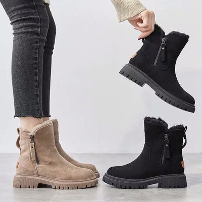 Damen Stiefeletten mit Reißverschluss und Blockabsatz