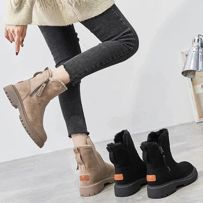 Damen Stiefeletten mit Reißverschluss und Blockabsatz