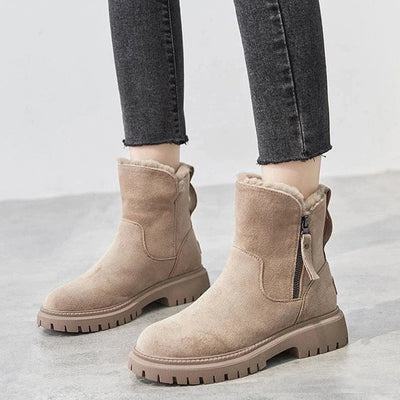 Damen Stiefeletten mit Reißverschluss und Blockabsatz