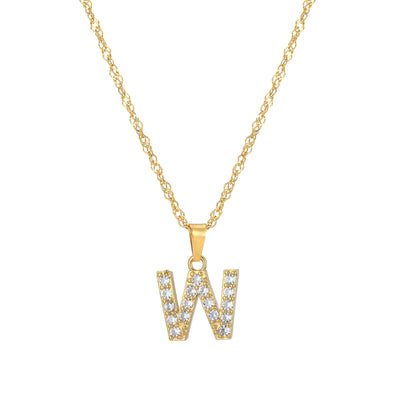 Letter Necklace with Zirconia