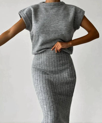 Norah™ - Cardigan &amp; Knitted Skirt Set