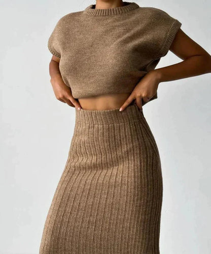 Norah™ - Cardigan &amp; Knitted Skirt Set