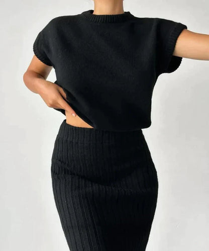 Norah™ - Cardigan &amp; Knitted Skirt Set