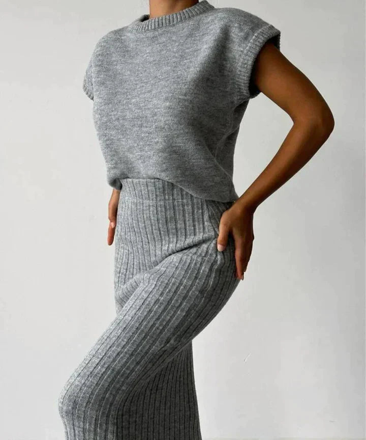 Norah™ - Cardigan &amp; Knitted Skirt Set