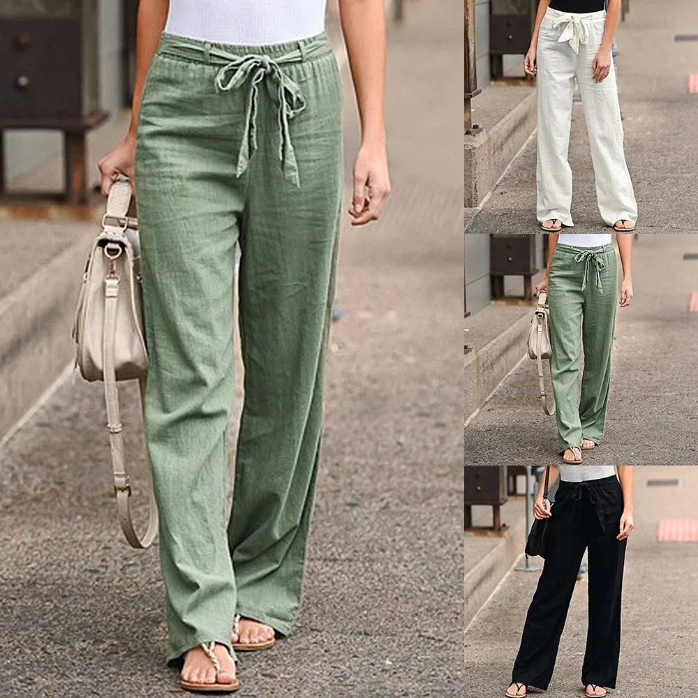 Skye - elastic waist loose straight pants