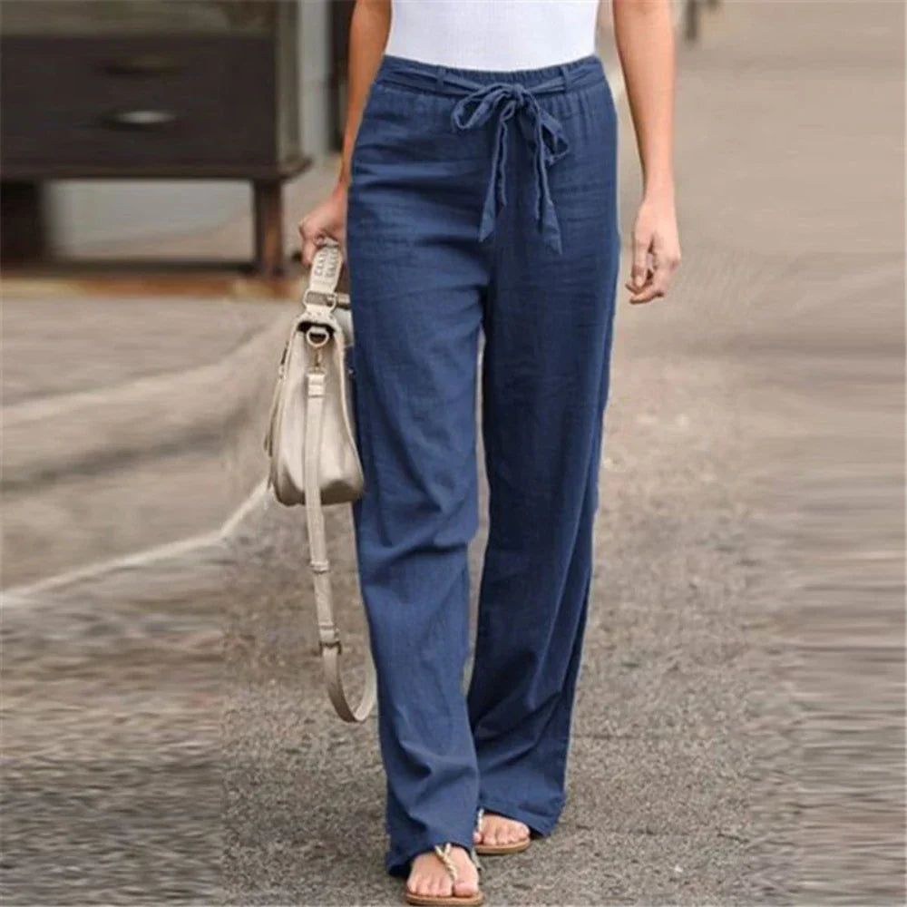 Skye - elastic waist loose straight pants