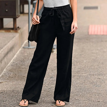 Skye - elastic waist loose straight pants