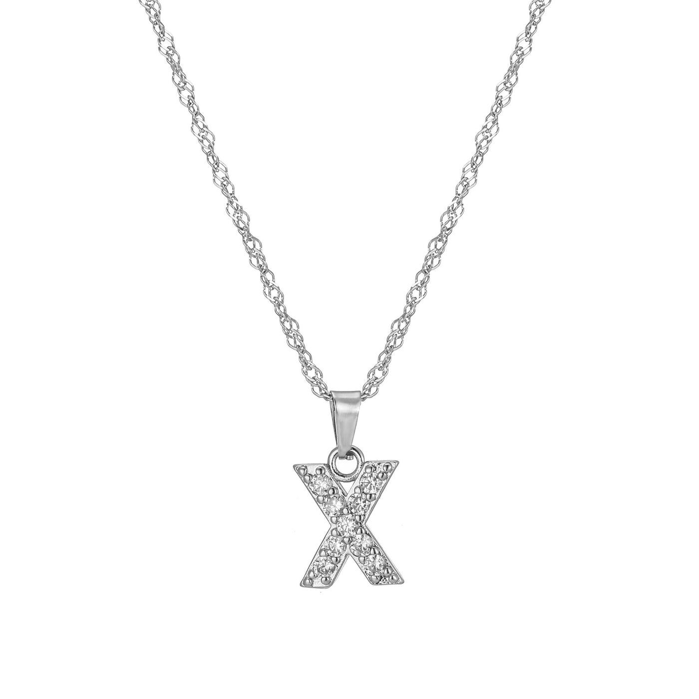 Letter Necklace with Zirconia