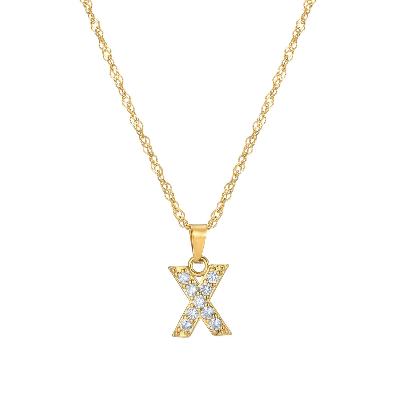 Letter Necklace with Zirconia