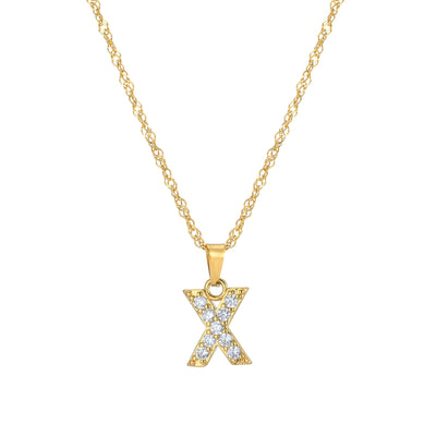 Letter Necklace with Zirconia