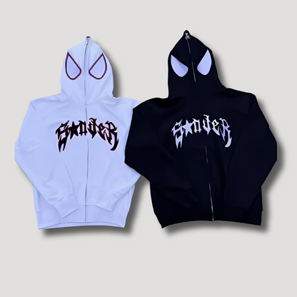 Spider Printed Zipper Hoodie