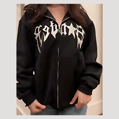 Spider Printed Zipper Hoodie