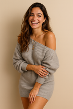 FRESH LABEL | Zoë - Gebreide Off-Shoulder Jurk