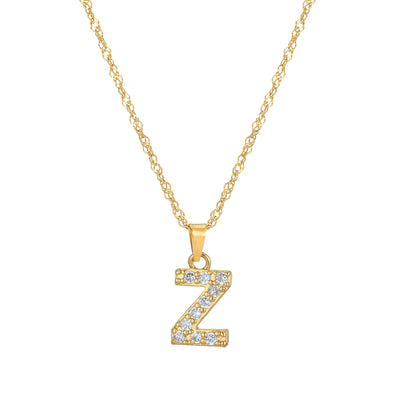 Letter Necklace with Zirconia