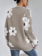Odette™ – Eleganter Pullover mit Blumenmuster und Rüschensaum