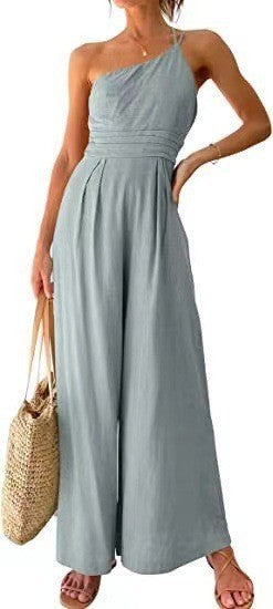 Luxury Wide-Leg Jumpsuit made of Cotton and Linen