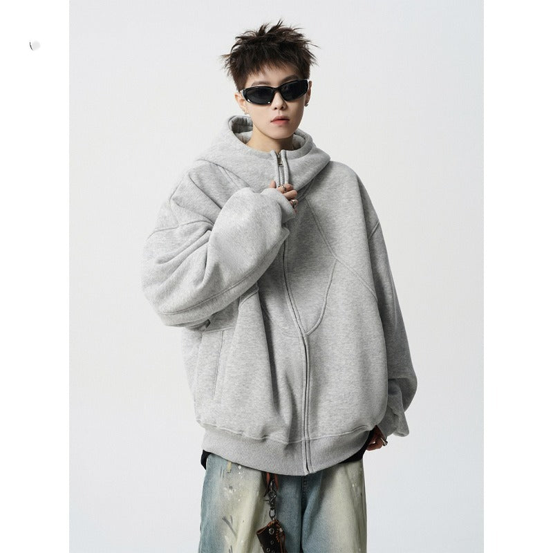 Noah Laurent | Luxurious Loose-Fitting Cardigan in Gray &amp; Black