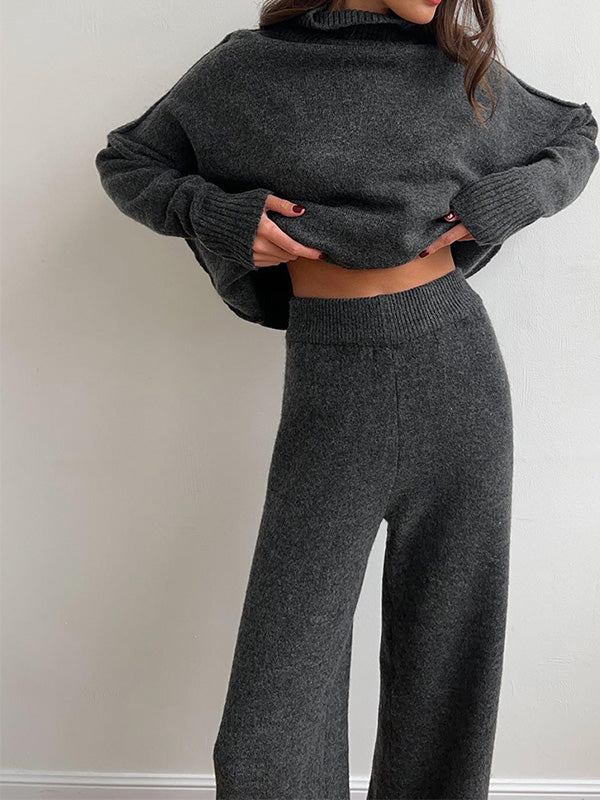 Sadie | Stijlvolle oversized coltrui en wijde broek set