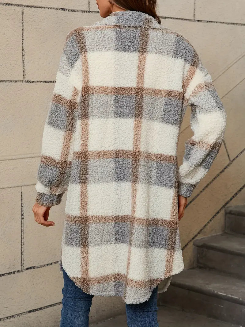 Isabelle™ | Comfortable checked teddy coat